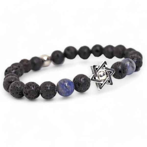 Star of David Lava Stone bracelet, women's or men's- Peace Love Light Shop