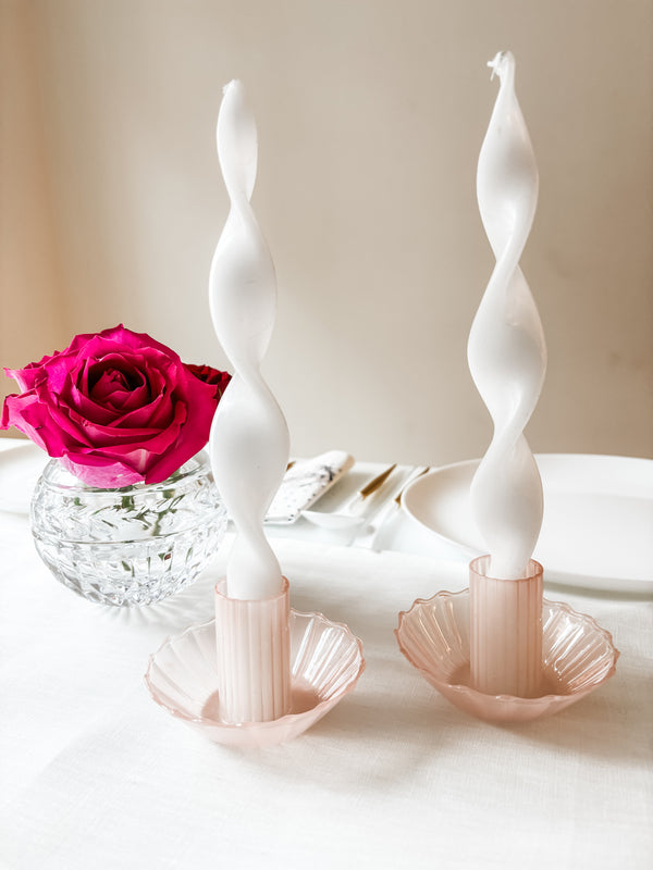 Glass candle holder, Shabbat- Peace Love Light Shop
