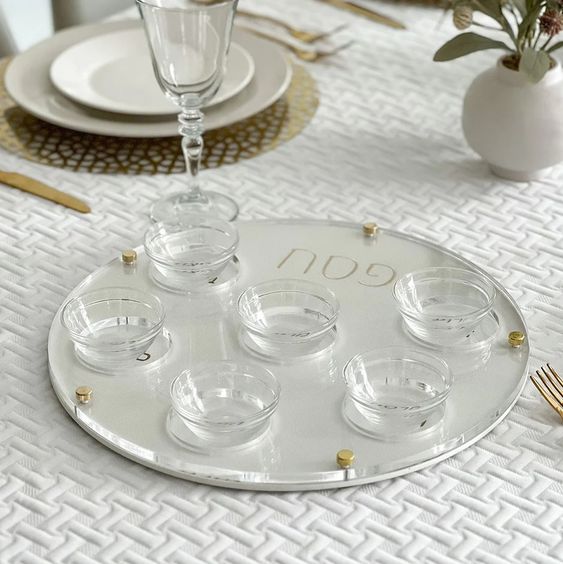 Lucite and Leatherette Modern Seder Plate - Peace Love Light Shop